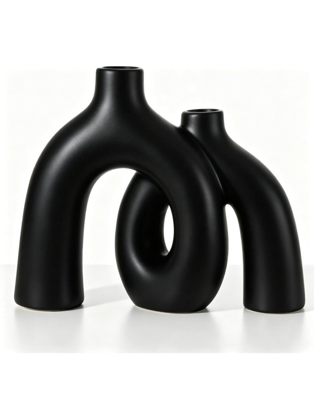 Modern Elegant Black Matte Ceramic Nordic Boho Vase Set For Living Room Decor